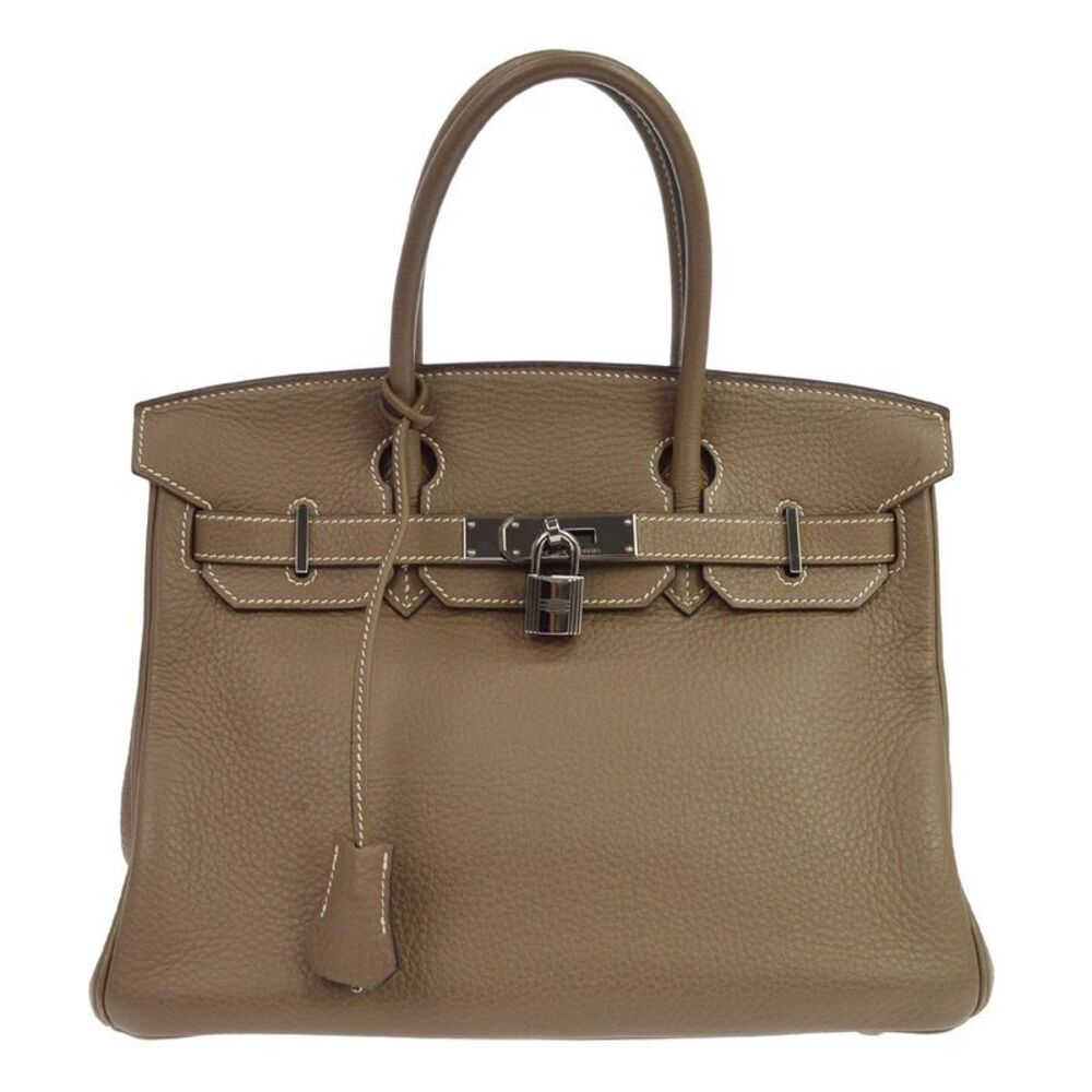 Hermes Birkin Grey Clemence With Palladium Hardware Gray Calfskin Handbag